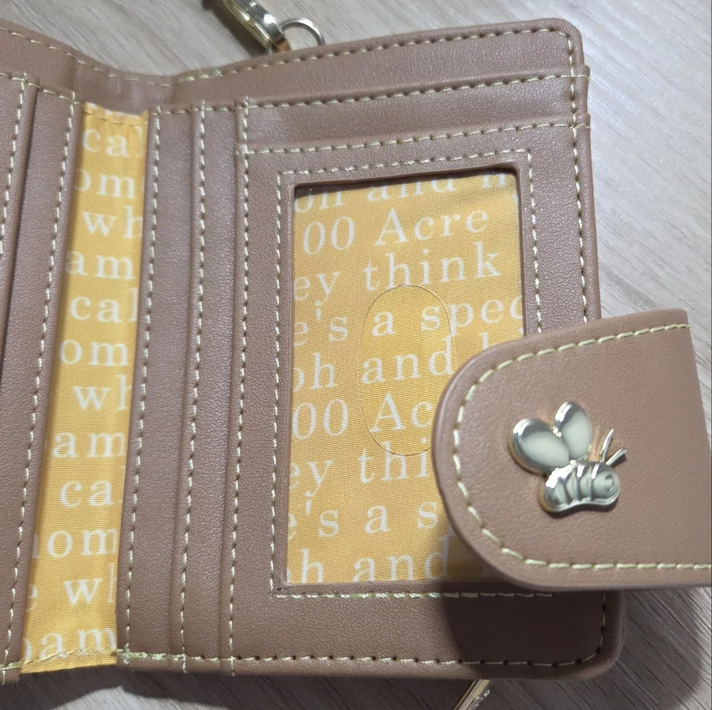 Loungefly Disney Winnie The Pooh Art Canvas Flap Wallet Wristlet Card Holder EUC - Picture 8 of 9